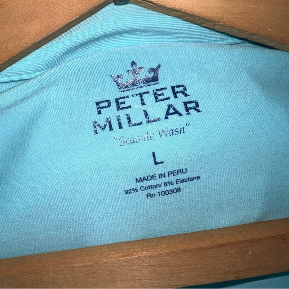 Peter Millar Mens Polo Shirt Size Large L Seaside Wash Blue Soft Golf Logo - Picture 5 of 7